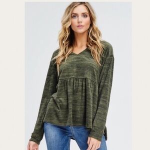 PaperMoon Peplum Hooded V-Neck Sweater